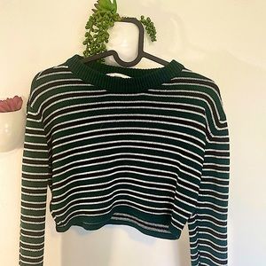 Bluenotes black stripped green cropped sweater